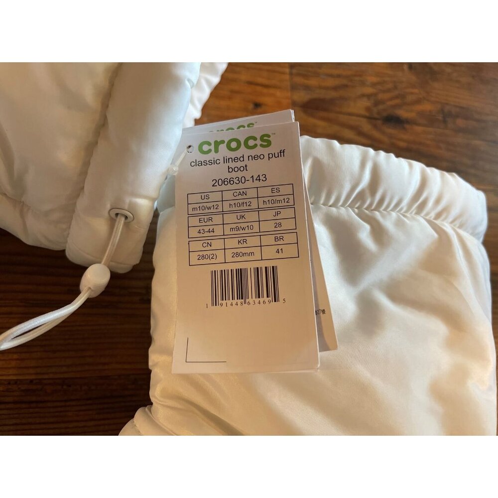 Crocs Puff Comfy Boots Classic Lined Neo White Women’s 12 Men’s 10 New with Tag - Picture 2 of 2